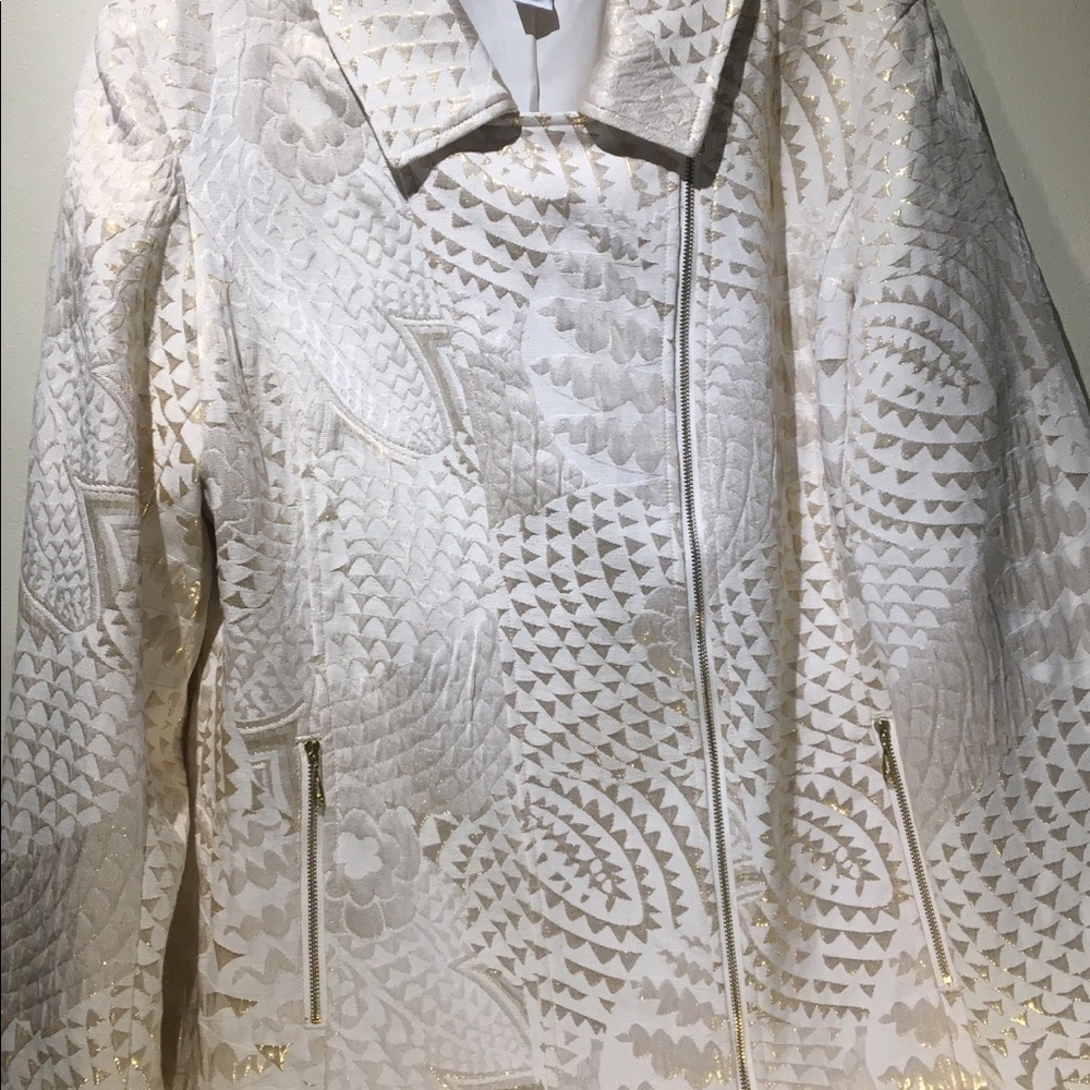Chico's Ivory and Metallic blazer